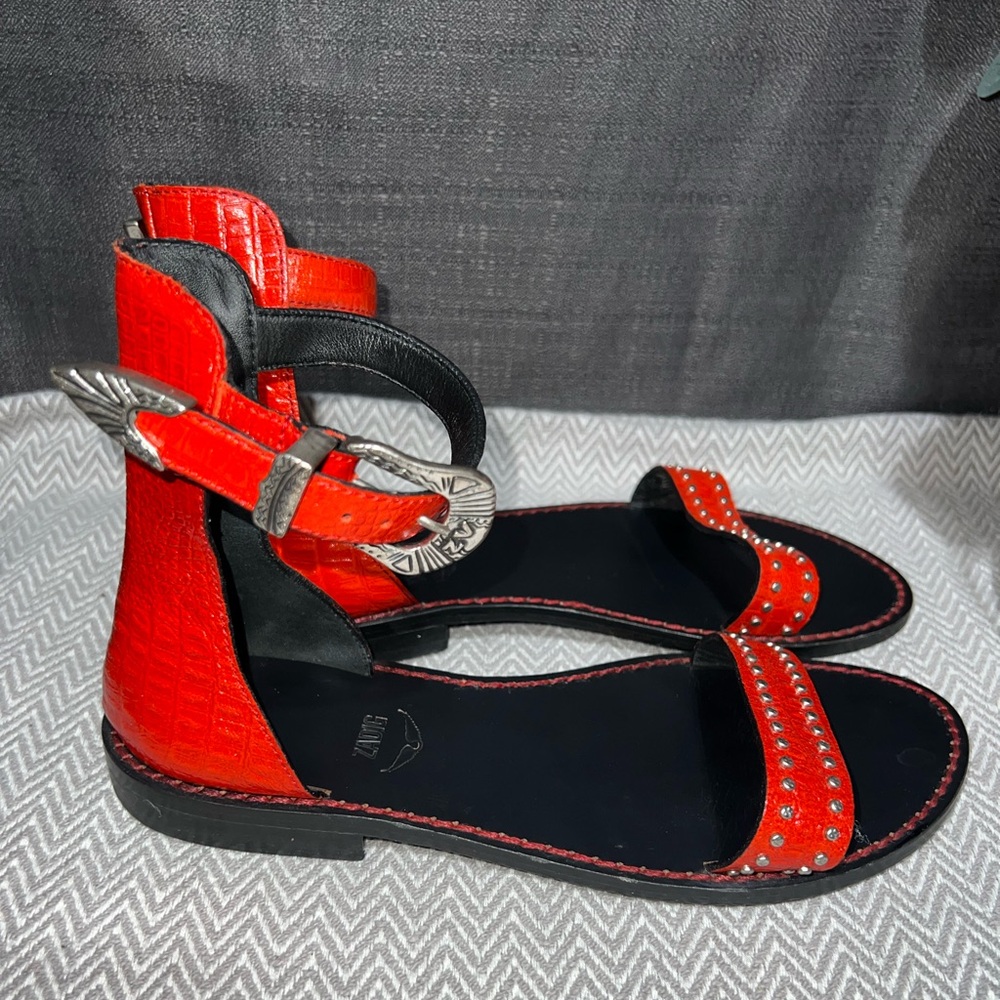 Zadig & Voltaire Alta Croc Embossed Sandals - Picture 7 of 12
